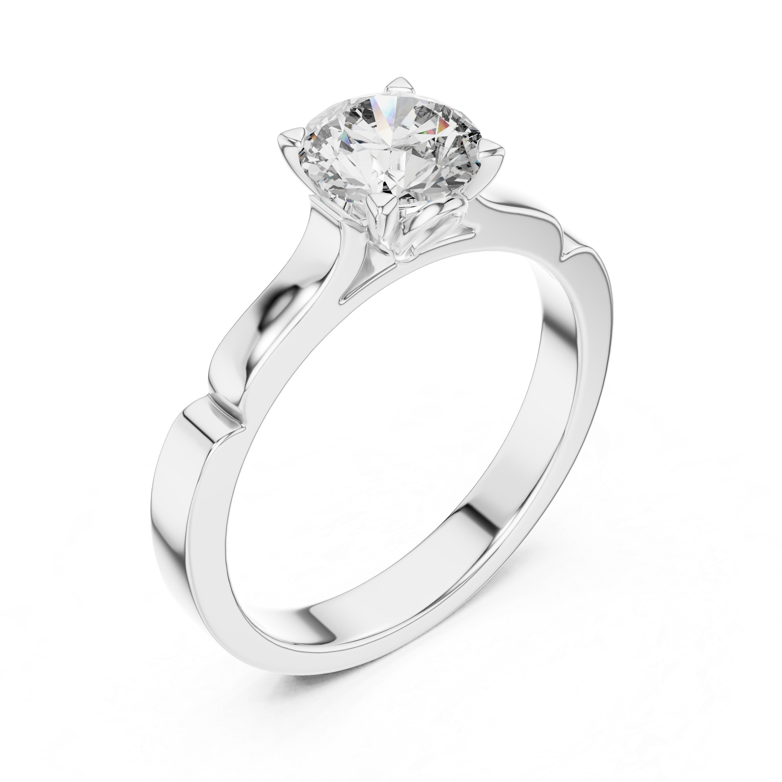 Silver ring with a diamond on a white background
